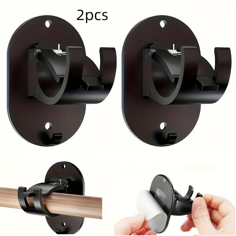 2Pcs No-Drill Curtain Rod Holders Self-Adhesive Mounting Clips for Easy Installation Durable Plastic