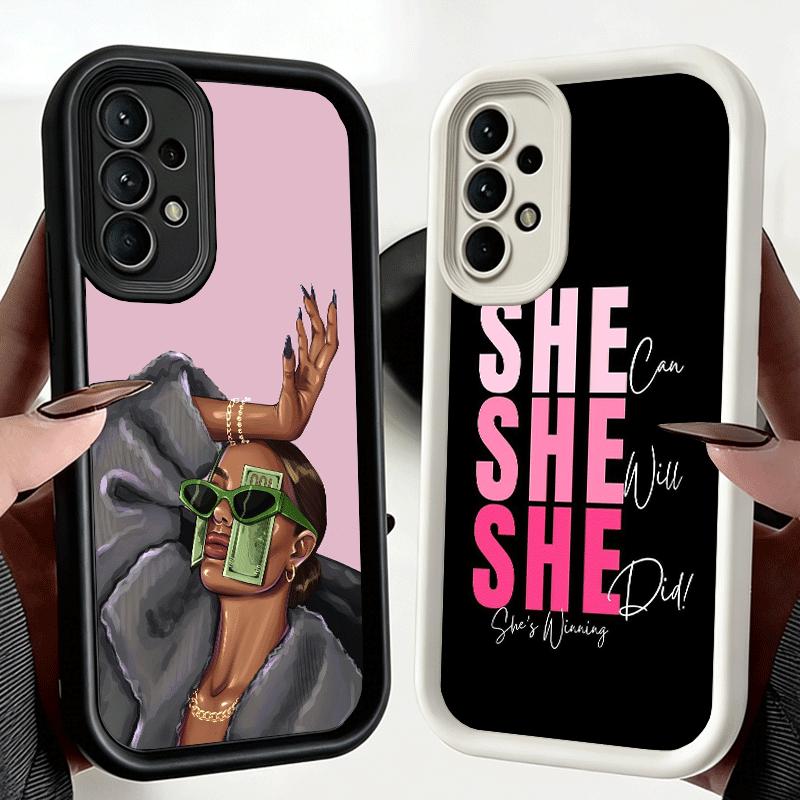 Phone Case for Samsung Galaxy A17 A16 A15 A14 A13 Girl Boss Lady Pink A56 A36 A26 A55 A35 A25 A54 A34 A24 A53 A33 A23 A07 A06