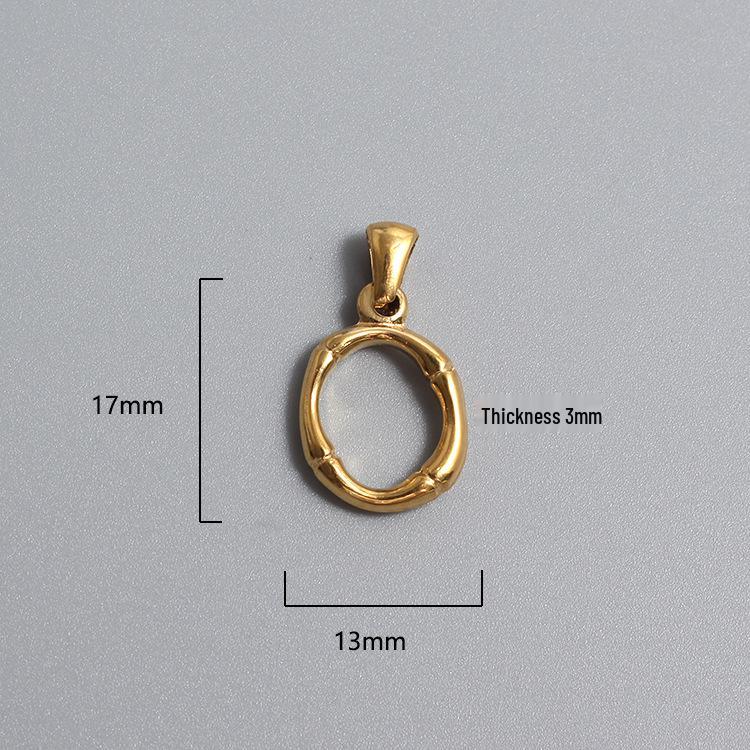 French Bamboo Joint Gold Letter Pendant Necklace - Retro Clavicle Chain Style for Women