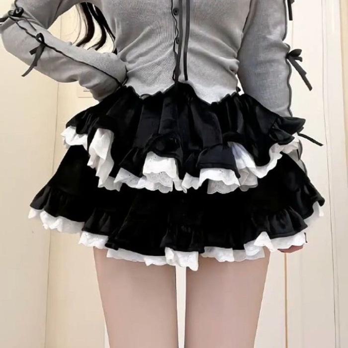 Women's Ruffled High-Waist Ballet Skirt - New Spring, Autumn & Winter Style, Slimming Princess Puffy Double-Layer Skirt