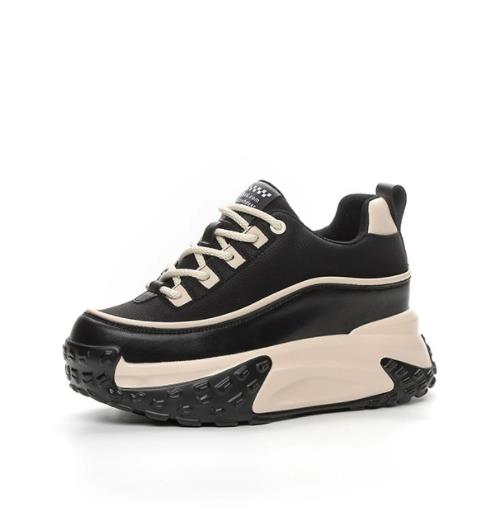 Mode 7CM Echtes Leder Plateau Keilabsatz Mode Damen Frühling Gut sitzend Herbst Klobige Sneakers Schuhe Atmungsaktiv Gemischte Farbe Winter