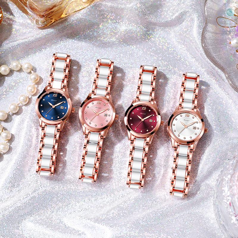 Trendy Women's Waterproof Ceramic Watch - Simple and Fashionable Design