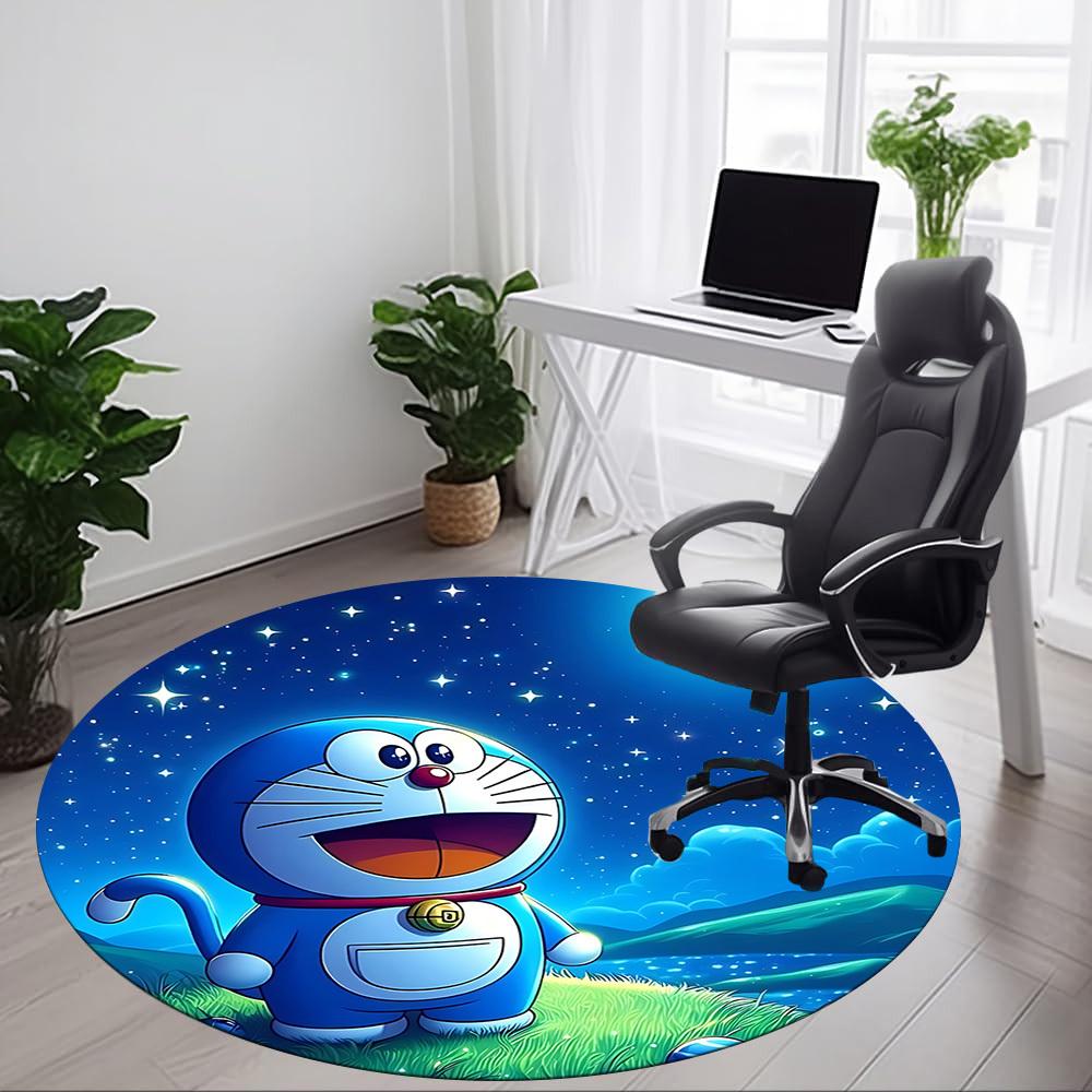 1pc Doraemon, Night Scene Chair Carpet for Office Non-Slip,Machine Washable Rug for Office, Room - Holiday Decor - Machine Made yy251017246