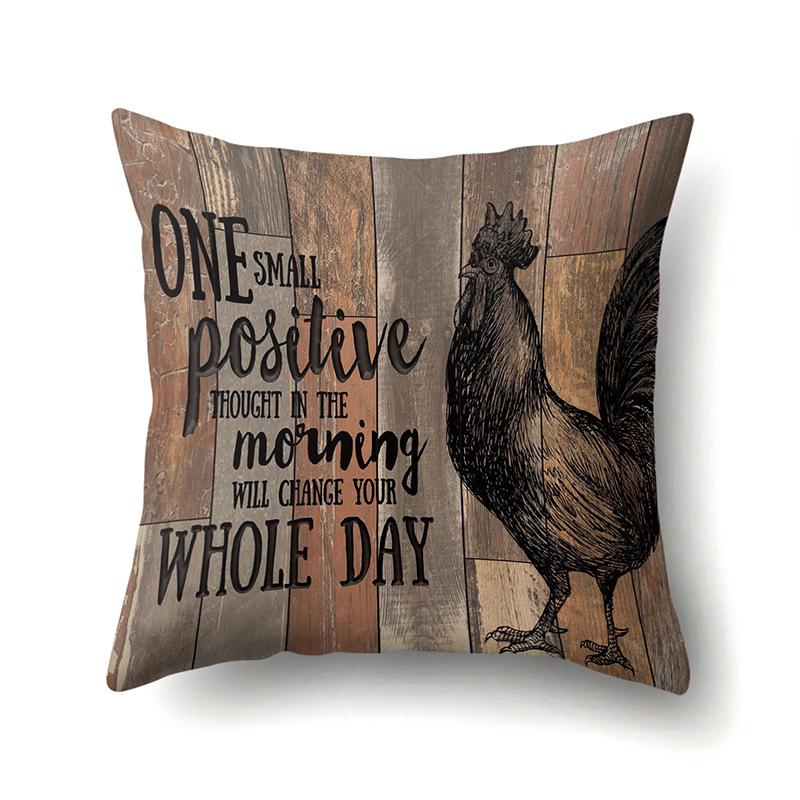 Polyester Pillowcase, Automotive Retro Wood Grain Printing Pillowcase, Waist Cushion Cover, English Cushion, Bedside Cushion Cover