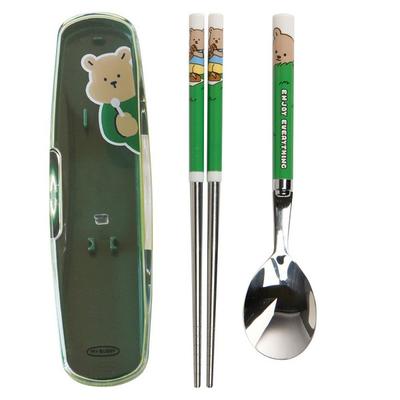 Daily Like Children's My Buddy Spoon + Chopsticks Set, 02 Green, Spoon + Chopsticks + Case