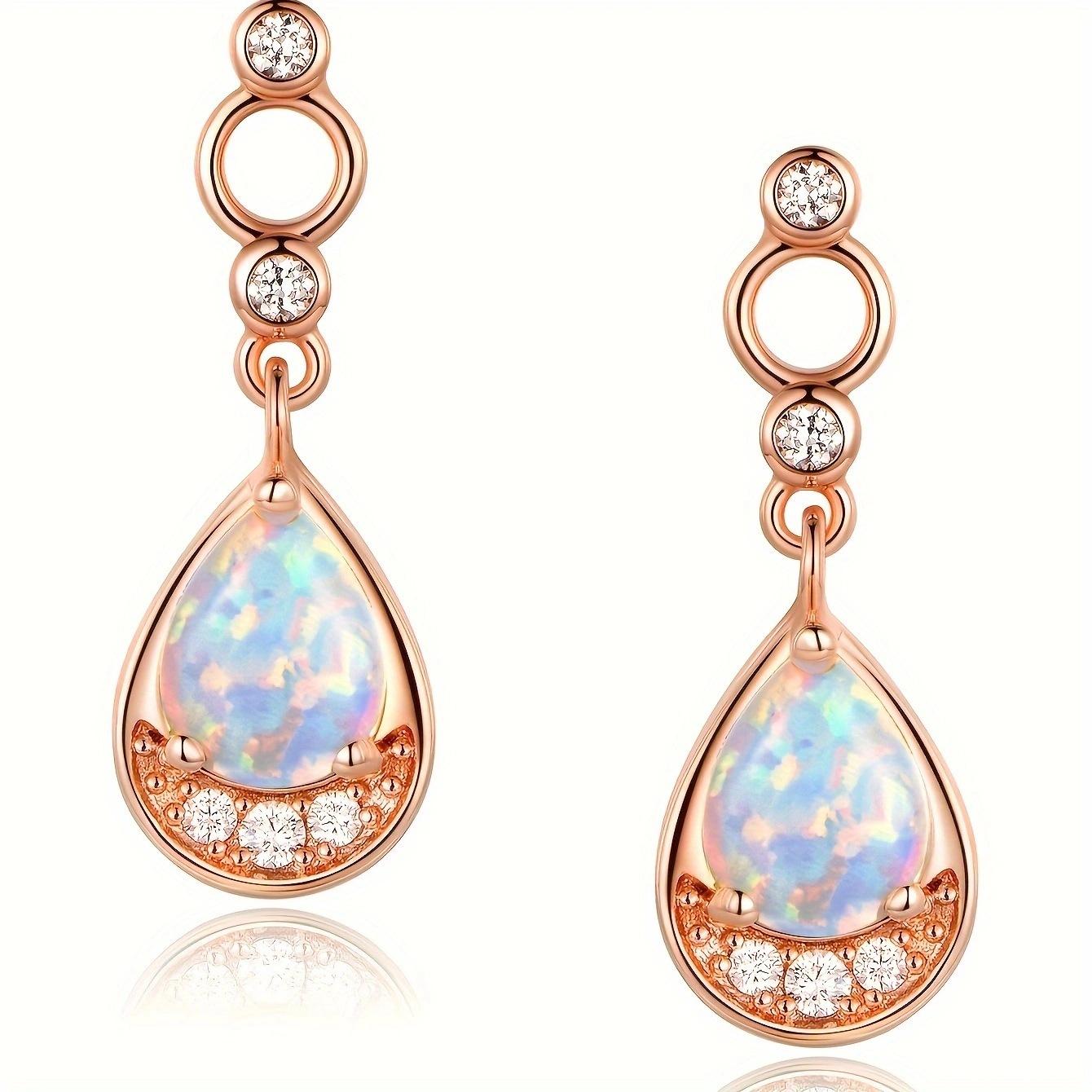 

Новые серьги-подвески Kyocera Opal, слегка инкрустированные цирконом, с покрытием из настоящего золота, серьги цвета розового золота, ювелирные изделия, высокое качество