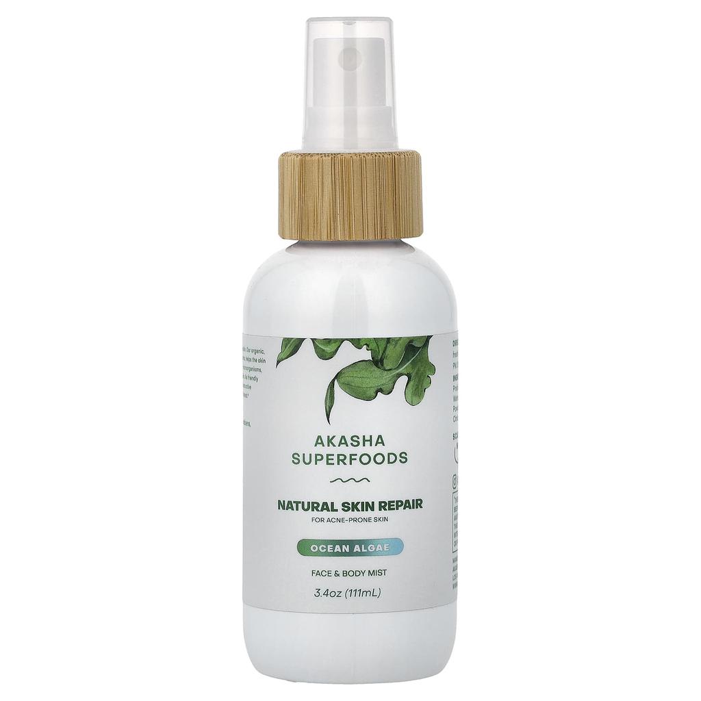 Akasha Superfoods Natural Skin Repair Mist, For Acne-Prone Skin, Seaweed, 3.4 Oz (111 Ml)