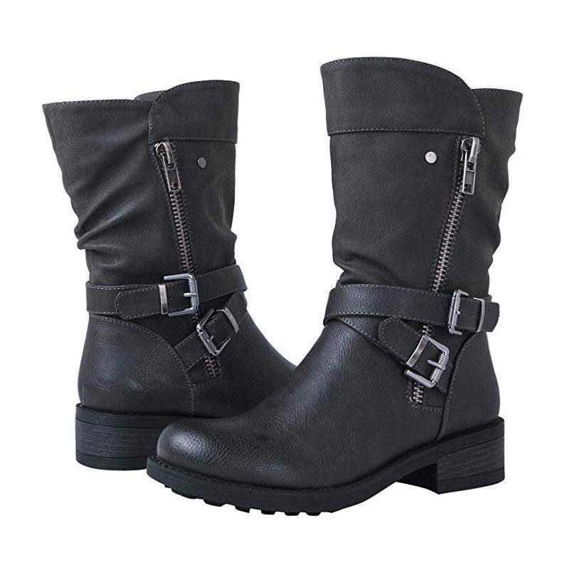 

Autumn new short Martin boots large size women s shoes belt low heel casual boots 39 коричневый