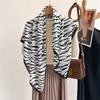 90cm Square Scarf Zebra Stripes Print Silk Scarfs Neck Scarves Headscarf Wraps Shawls Hijabs for Woman Satin Bandana Head Scarf