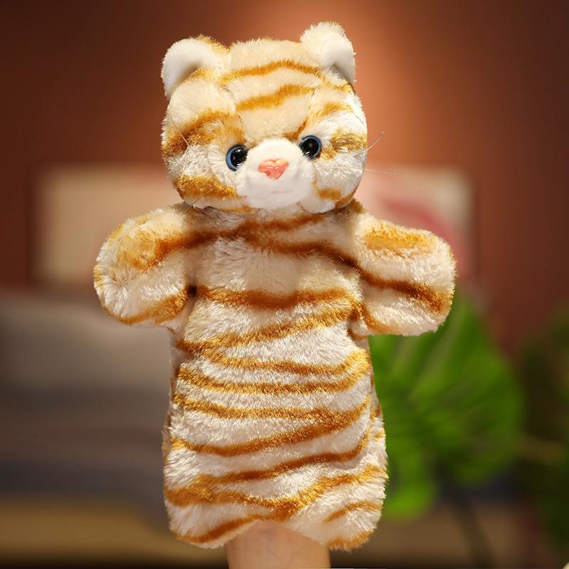 28m Cartoon Animal Plush Hand Puppet Kawaii Rabbit Cat Pig Tortoise Frog Owl Dog Monkey Plushie Interactive Story Prop Gift