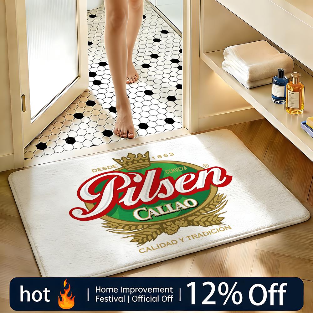 Soft Absorbent Non-Slip Rug Brand logo Pilsen Callao Floor Mat Home Decor Doormat Bedroom Floor Mat Shower Carpet 40x60cm