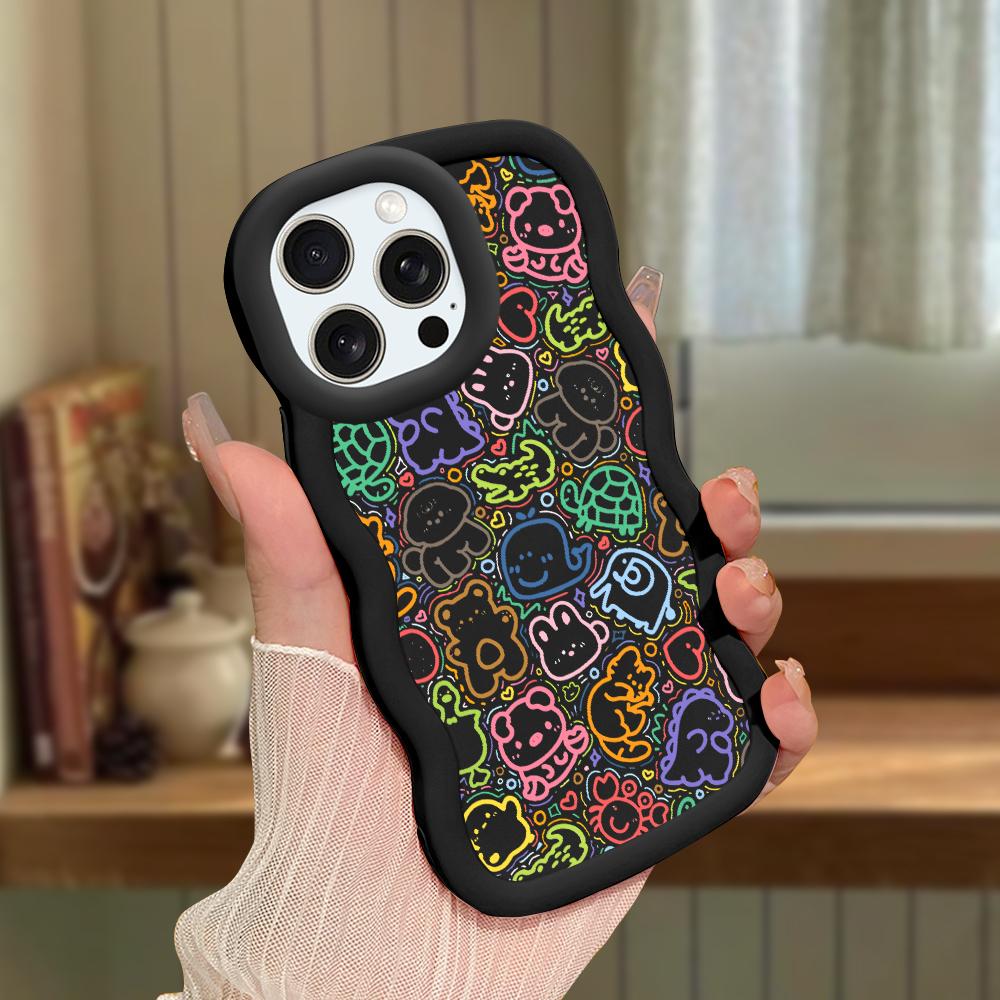 Big Wave Edge Weiches Silikonmaterial Macaron-Telefongehäuse Stoßfestes Schutzgummigehäuse für iPhone Samsung Huawei Honor Xiaomi Redmi OnePlus Moto