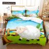 Cartoon Goat Duvet Cover Set Cute Kawaii White Goat White Background King Queen Size For Girls Boys Gift Polyester Bedding Set