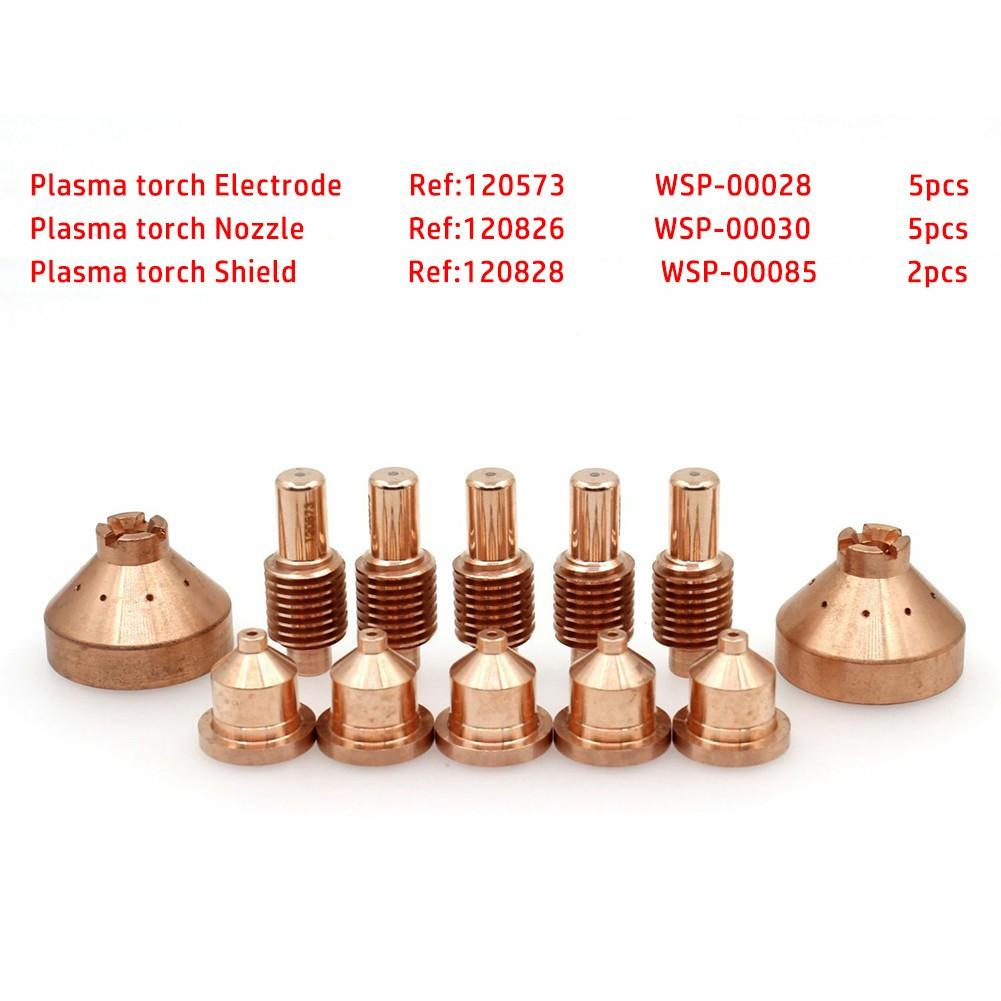 12pcs Plasma Torch Electrode Nozzles Tips 120573 120826 Shield 120828 for 600