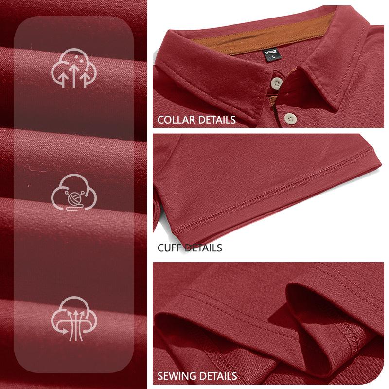 New men's plain-coloured short-sleeved polo shirt with a lapel – a versatile, mature yet casual T-shirt for men
