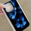 Tiefblaues Blumenmuster Handyhülle geeignet für iPhone 17 16 15 14 13 12 11 Pro/Max/Plus sturzsicher und stoßfest Rückseite