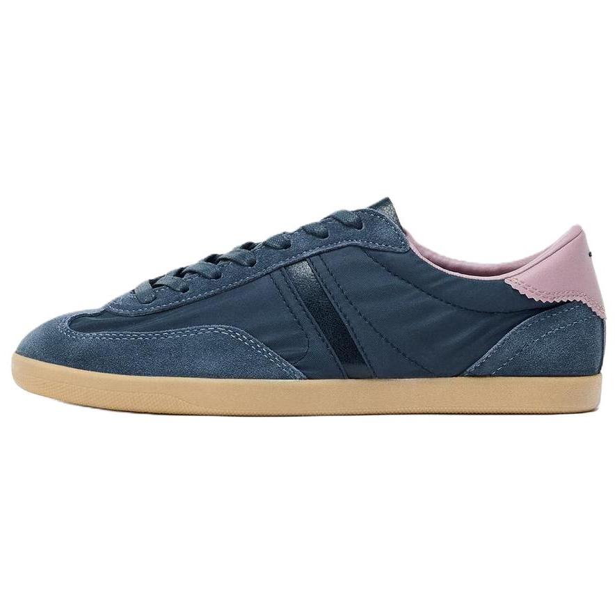 ZARA Retro Suede Sneakers Navy Blue Pink Womens 5402610400 35