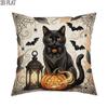 2D Flat 1pc Halloween Gothic Cat Throw Pillow Covers Black Pillowcases One Sided Printing Without Pillow Inserts Sofa Bed Decor for Bedroom Living Roo