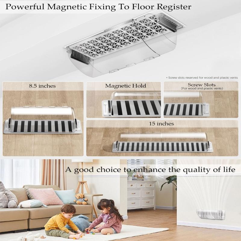 4Pcs Magnetic Adjustable Vent Covers Easy Installation Clear Adjustable Floor Vent Deflector Outlet Air Vent Diverter