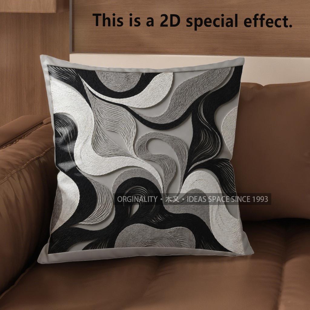 2D Abstract Black & White Patterned Pillow Covers Pattern Cushion Cover Suitable For Sofa Bedroom Car Pillow Cover