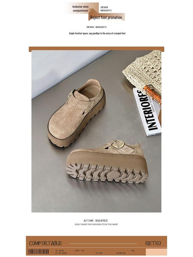 Damen Echtleder Retro Slipper Plateau Schuhe - 2025 Herbstkollektion