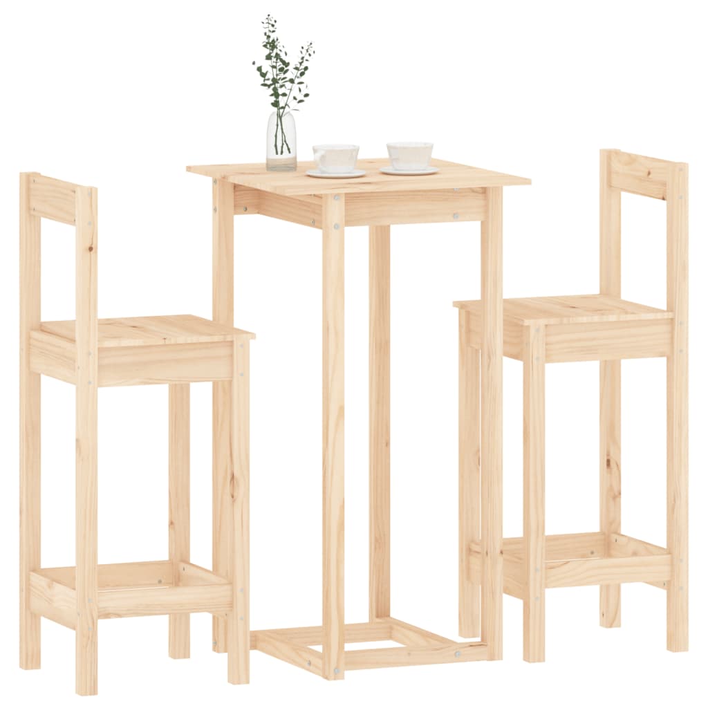 3 Piece Bar Set Solid Pine Wood