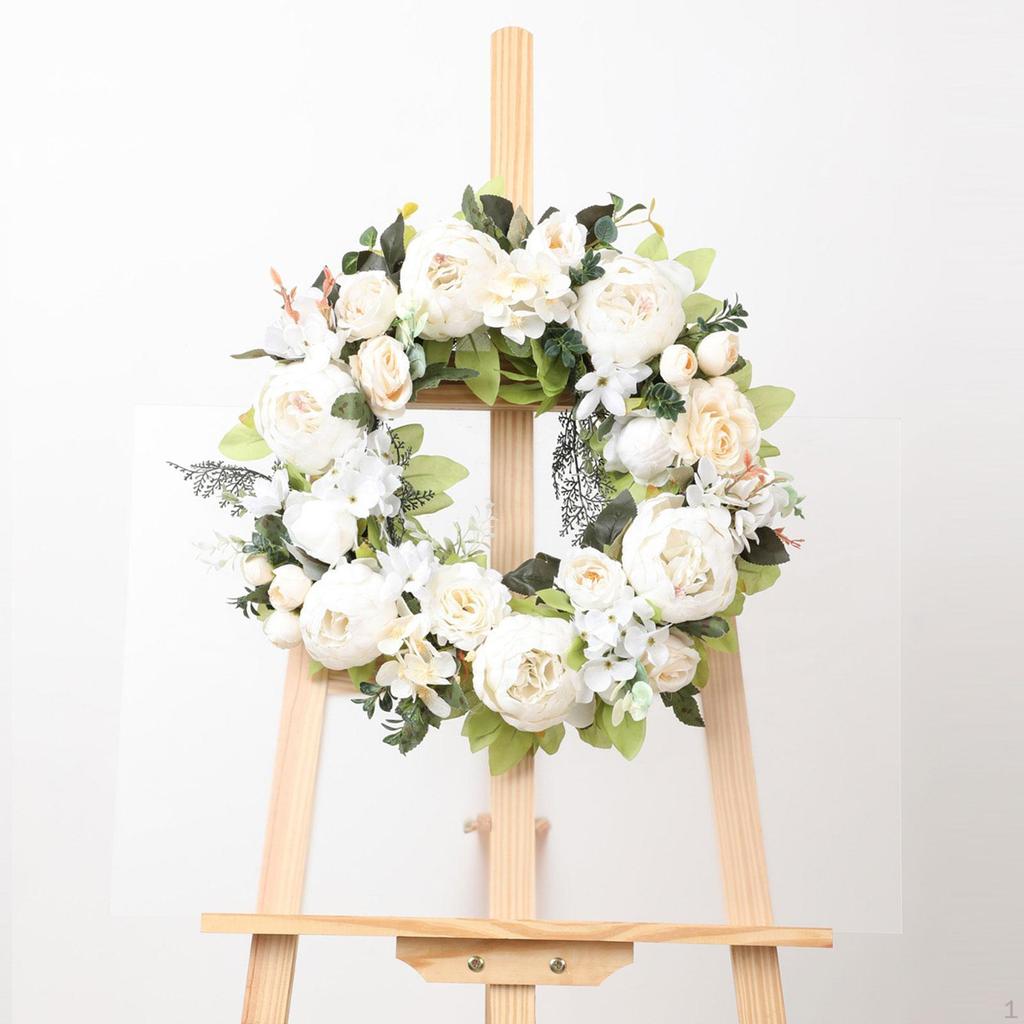 Artificial Peony Wreath Flower Arrangement Sturdy Garland for Anniversary Window