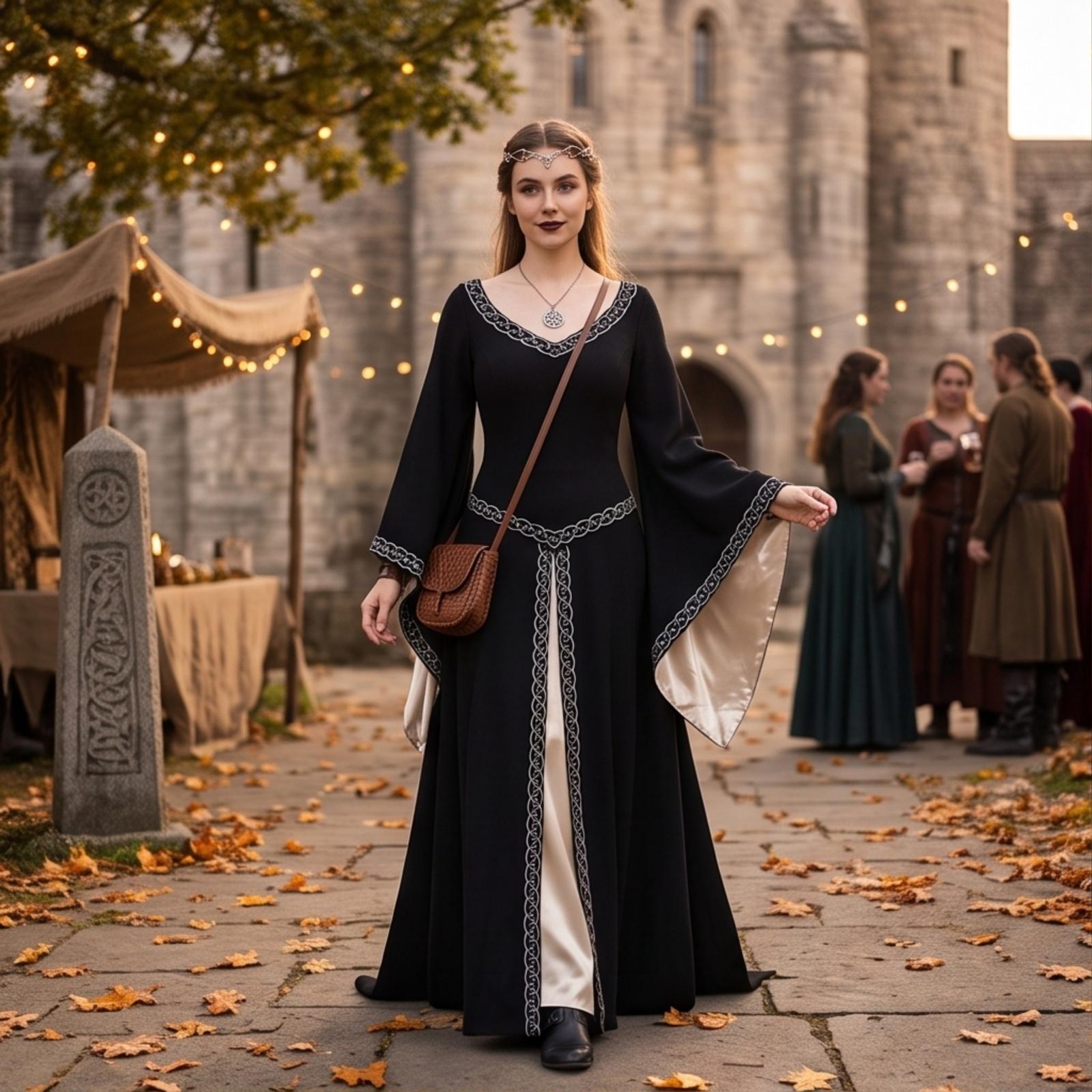 Women s Long Sleeve V-Neck Embroidered Flare Sleeve Fitted Dress L