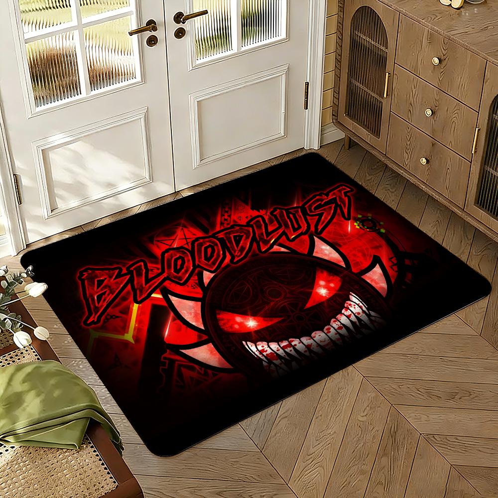 Game Geometry Dash Floor Mat Soft Thickened Absorbent Non-Slip Bedroom Living Room Door Mat Home Decor Flannel Rugs