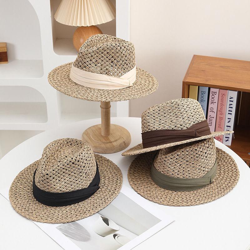 Straw Hat French Retro Salted Seaweed Woven Cone Top Top Top Top Hat Men's and Women's Summer Sunshade Vacation Beach Jazz Hat
