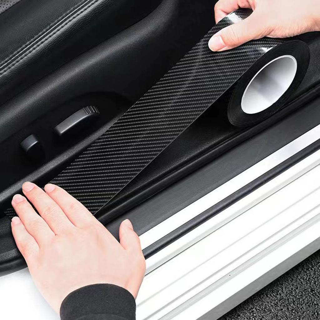3D Carbon Fiber Car Door Edge Protector Anti-Scratch Guard Strip 7cm X 3m Universal Vehicle Body Bumper Side Mirror Protection