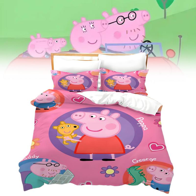 Kreslený 3D Dětský Prase Povlak na přikrývku Povlak na polštář Jednolůžkový Dvojlůžkový Ložní set Dárek