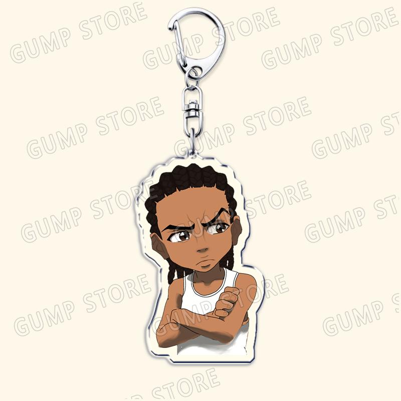 

Classic Comic Anime Boondocks Keychains for Accessories Bag Huey Riley Scarface Freeman Keyrings Jewelry Fans Gifts