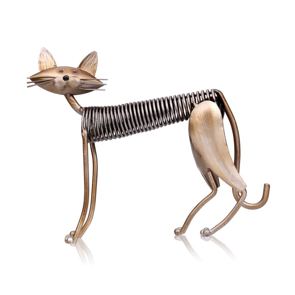 TOOARTS Metal Sculpture Iron Art Cat Spring Cat Handicraft Crafting Decoration Home Furnishing Ornaments