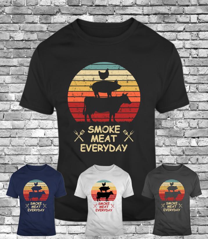 Smoke Meat Everyday Brisket Barbecue Lovers Grilling Retro Funny Gift T-Shirt Unisex T-Shirt XXXL