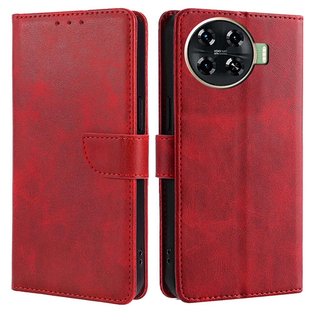 Leather Case for TECNO Spark 20 Pro+ Phone Shell Calf Texture Magnetic Wallet Cover