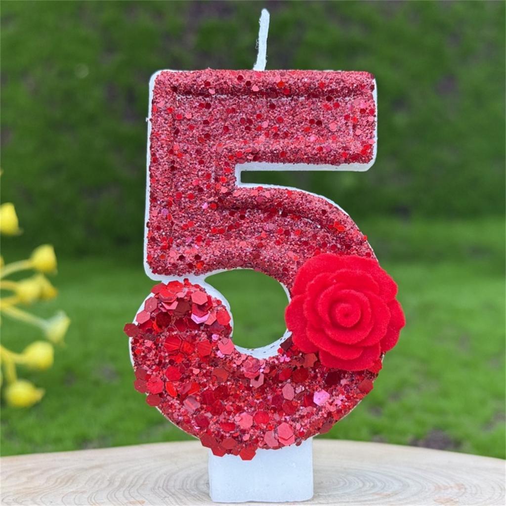 1PCS Red Romantic Rose Digital Candle Birthday Cake Decoration 0-9 Number Candle Valentine's Day Party Accompaniment Gift