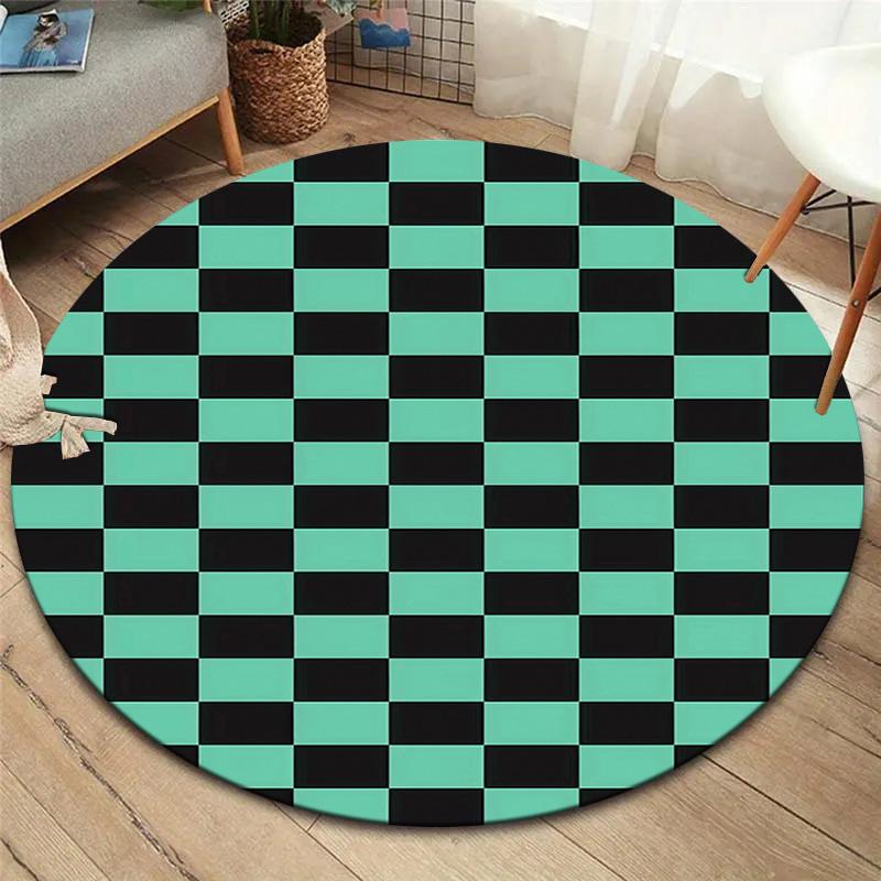 Demon Slayer Art Round Area Rug Carpet Rug For Living Room Bedroom Sofa Playroom Decor Nonslip Floor Mat