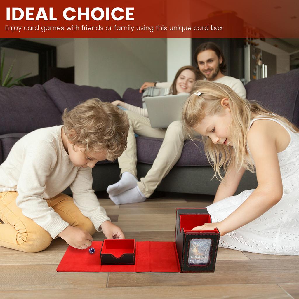 Würfel Kartendeck Box Commander Sichtfenster PU Leder Kartenhalter Organizer Für Mehr Als 100 Doppelt-Gesleevte Karten