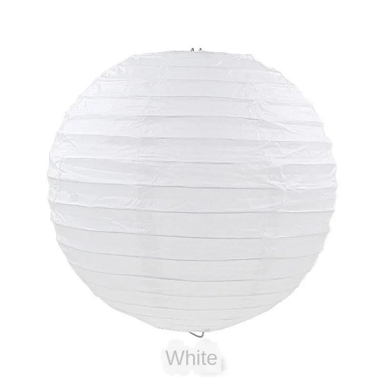 20cm Birthday Wedding Round Chinese Decoration Mid Autumn Paper Lantern Indoor Hanging Lantern Ball Yellow White Orange Lantern