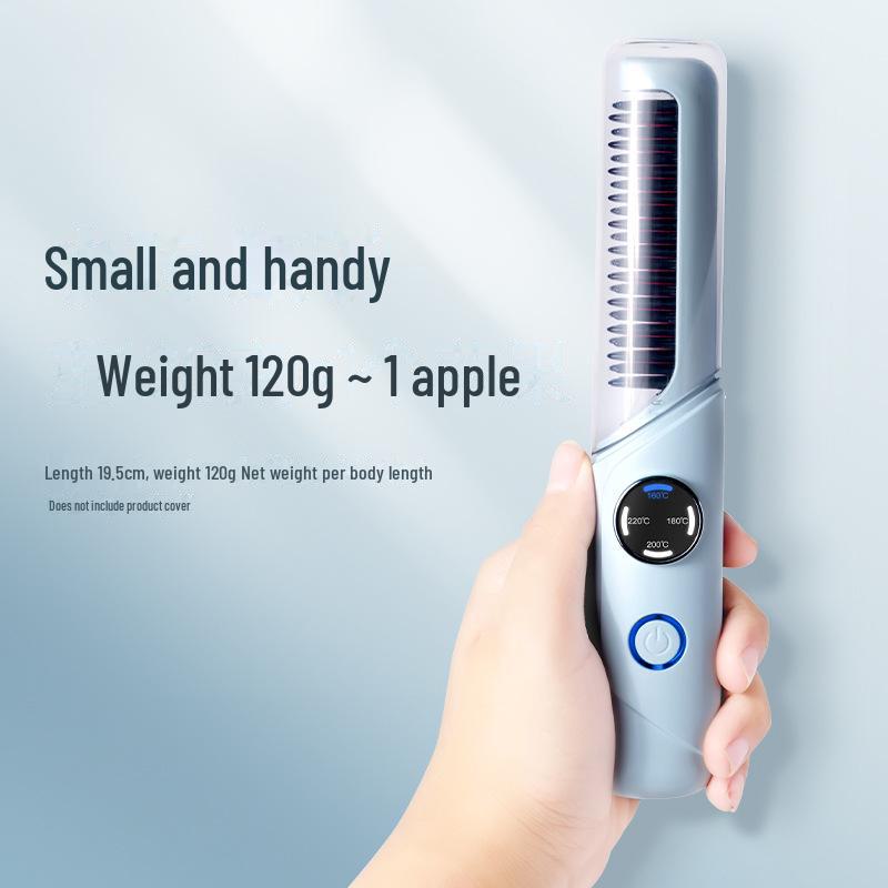 Portable Rechargeable Wireless Hair Straightening & Curling Comb - Negative Ion Technology for Damage-Free Styling