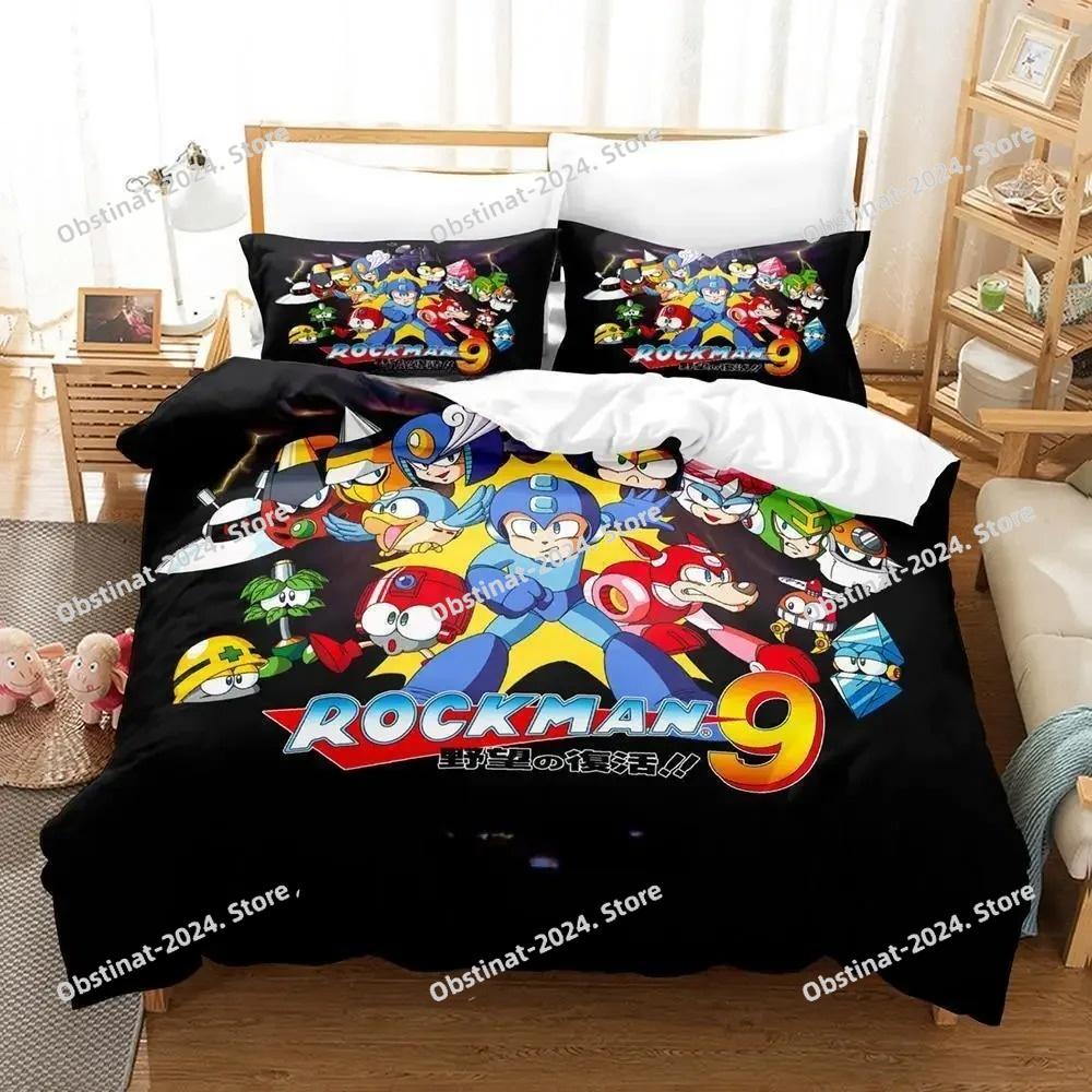 Mega Man X DiVE Bedding Set Printed Duvet Cover Sheet Pillowcase Bed Soft Quilt Cover Full Queen King Size Anime Bed Sheet Set