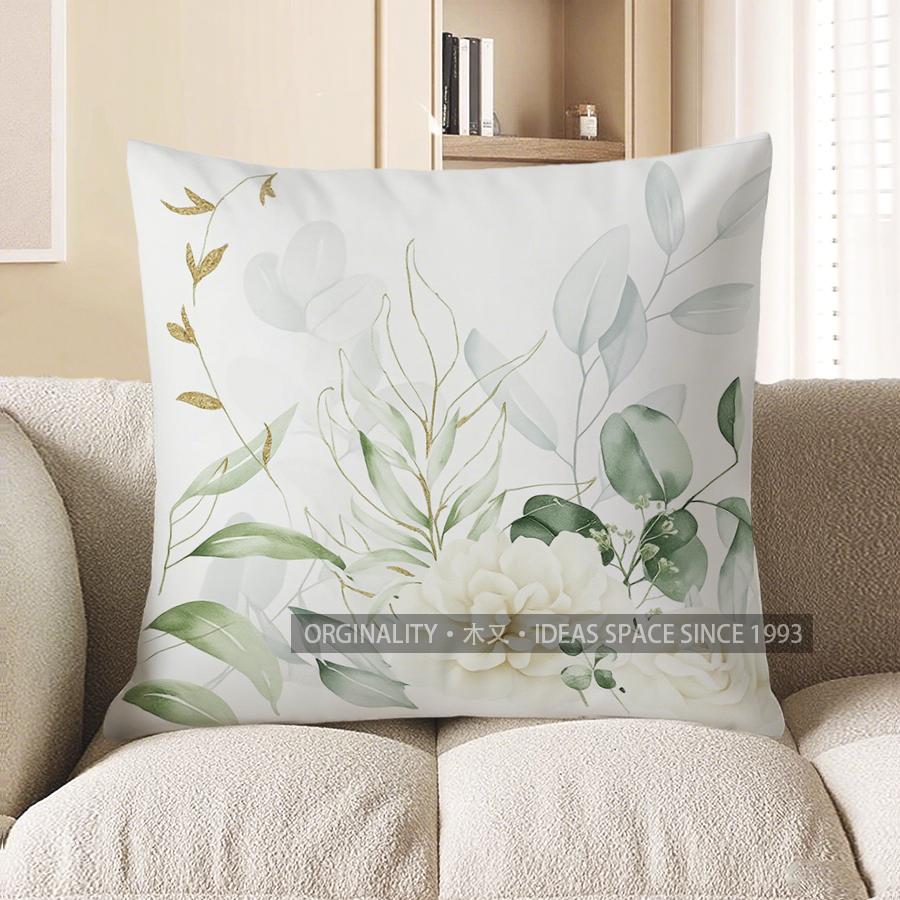 Home Decor Floral Eucalyptus Branch Pillow For Home Decor Pattern Cushion Cover Suitable For Sofa Bedroom Car Pillow Cover 40x40cm 595₽