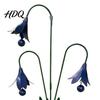 Handcrafted Metal Garden Stake Triple Bluebells with Bells Handmade Flower Yard Art Stakes With Wind Chimes Rustic Decorative Outdoor Bell for Lawn