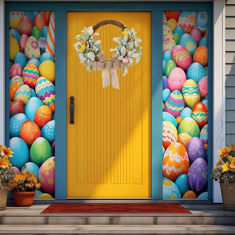 Easter Spring Garland 15.8Inch Spring Flower Wreath With Bow Knot Easter Front Door Decor Easter Plant Garland For Front Door