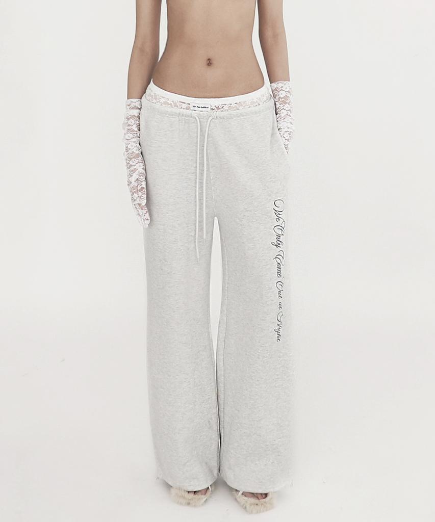 BADBLOOD Pure Lace Trim Joggers - Ash Grey