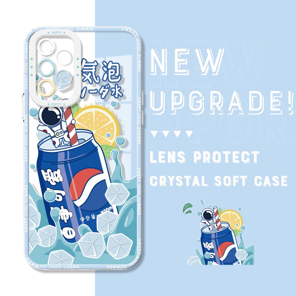 Shockproof Cartoon Astronaut Crystal Case Full Cover Camera Protection Transparent Soft Phone Casing for Samsung