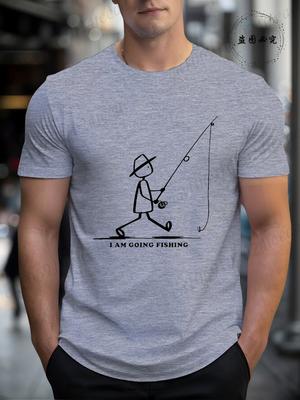 Mens Mens Going Fishing Graphic Casual T Shirt Summer Printed TShirt Soft Round Neck Short Sleeve Tee Shirts Unisex Harajuku