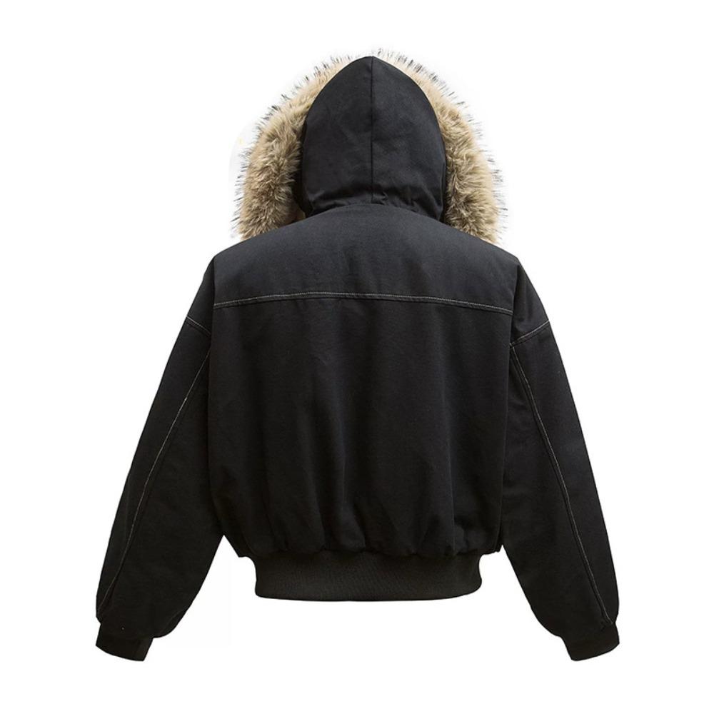Retro Autumn and Winter Metal Buckle Design Hooded Jackets Men's Thick and Warm Hooded Cotton Jacket Long Sleeved