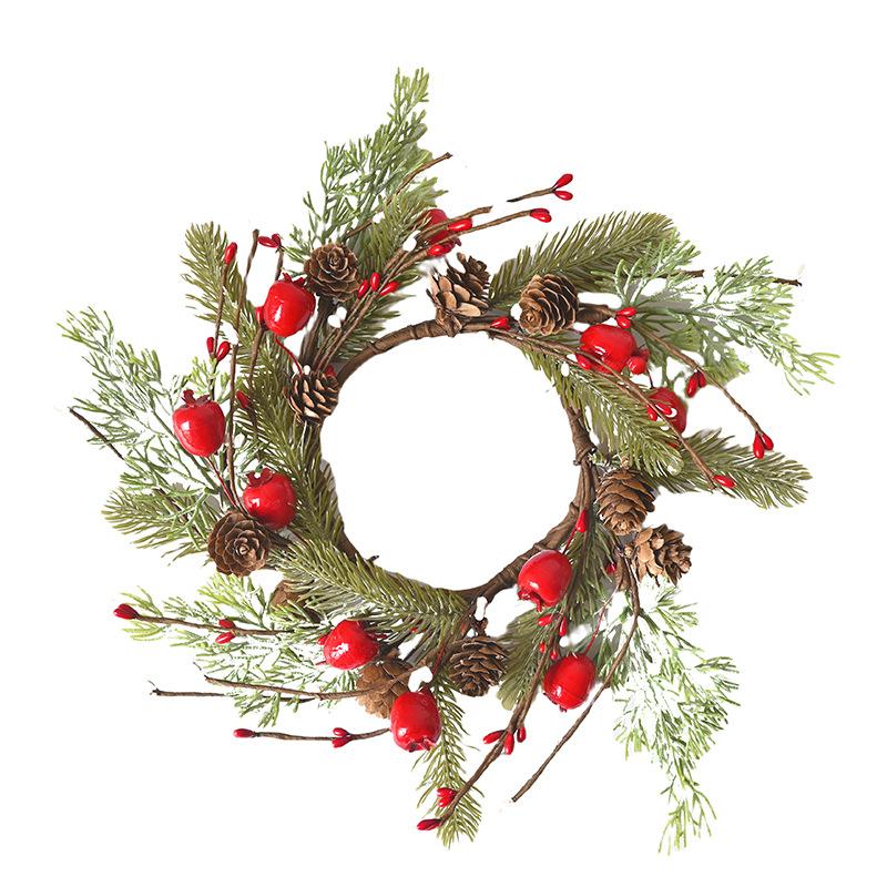 Christmas Candle Rings Table Decoration Christmas Wreath Candle Holder Ring Red Berries Table Centerpieces Candle Wreath